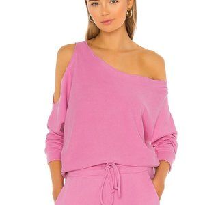 NEW Open Shoulder Cashmere Sweater Minnie Rose MUST HAVE CASH PINK SZ MEDIUM